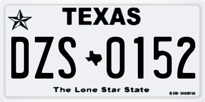 TX license plate DZS0152