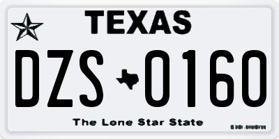 TX license plate DZS0160