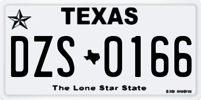 TX license plate DZS0166