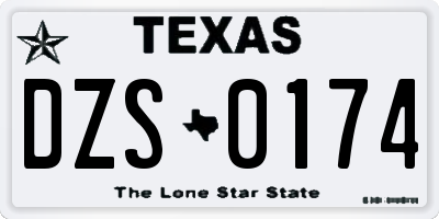 TX license plate DZS0174