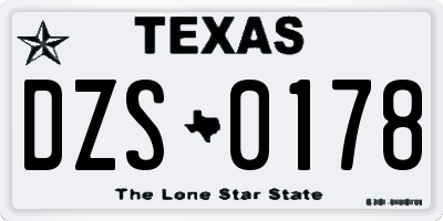 TX license plate DZS0178