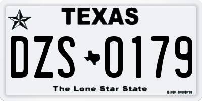 TX license plate DZS0179