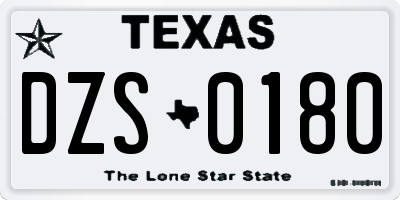 TX license plate DZS0180