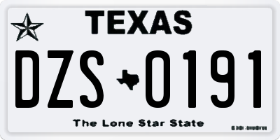 TX license plate DZS0191