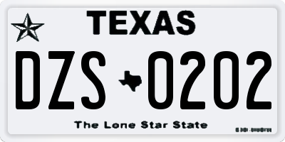 TX license plate DZS0202