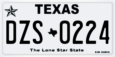 TX license plate DZS0224