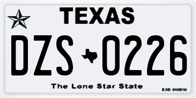 TX license plate DZS0226