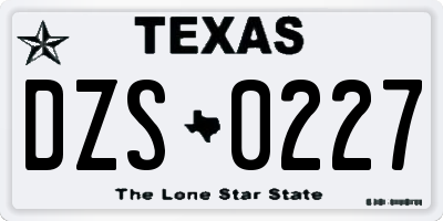 TX license plate DZS0227