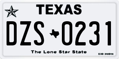 TX license plate DZS0231