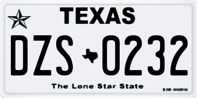 TX license plate DZS0232