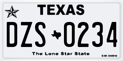 TX license plate DZS0234