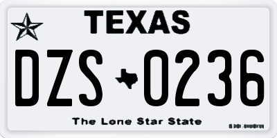 TX license plate DZS0236