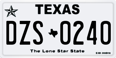 TX license plate DZS0240