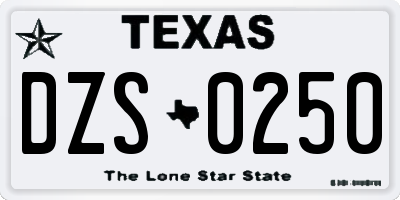 TX license plate DZS0250