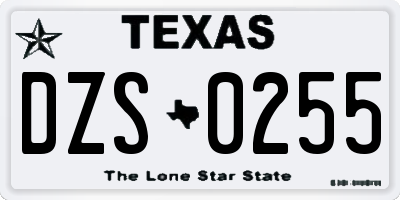 TX license plate DZS0255