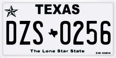 TX license plate DZS0256