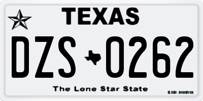 TX license plate DZS0262