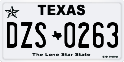 TX license plate DZS0263