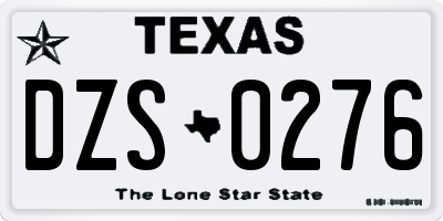 TX license plate DZS0276