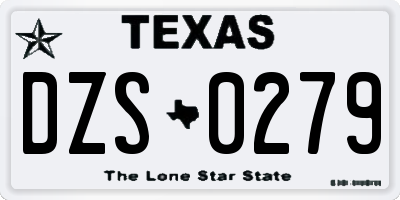 TX license plate DZS0279