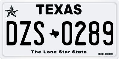 TX license plate DZS0289