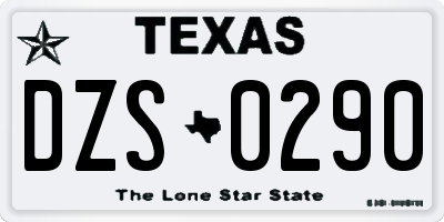 TX license plate DZS0290