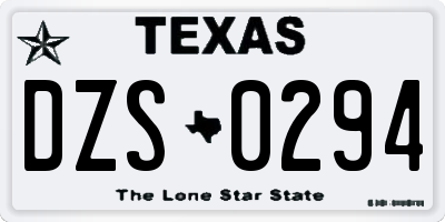 TX license plate DZS0294