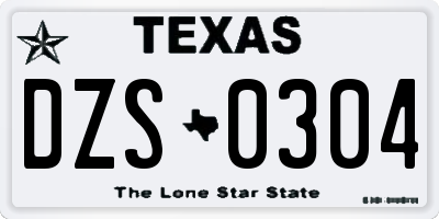 TX license plate DZS0304