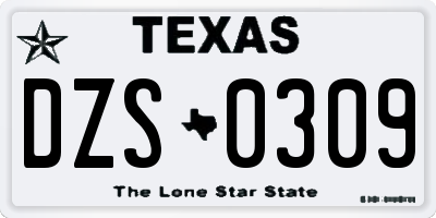 TX license plate DZS0309