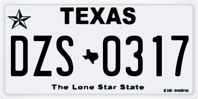 TX license plate DZS0317