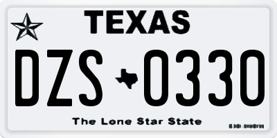 TX license plate DZS0330