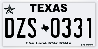 TX license plate DZS0331