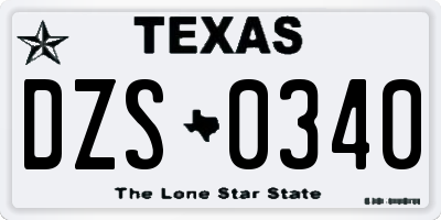 TX license plate DZS0340
