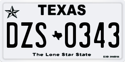 TX license plate DZS0343