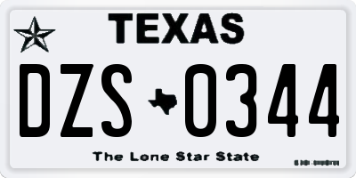 TX license plate DZS0344