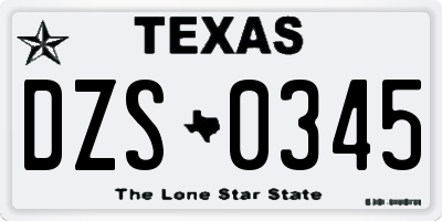 TX license plate DZS0345