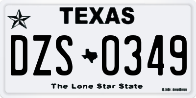 TX license plate DZS0349