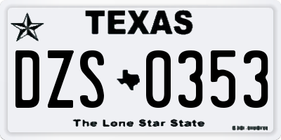 TX license plate DZS0353