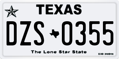 TX license plate DZS0355