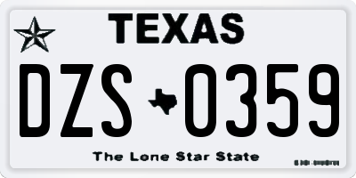 TX license plate DZS0359