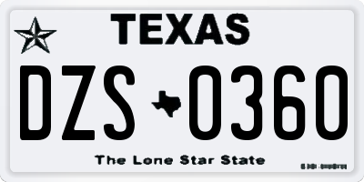 TX license plate DZS0360