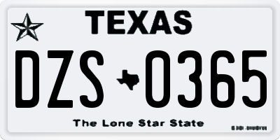 TX license plate DZS0365