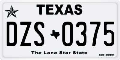 TX license plate DZS0375
