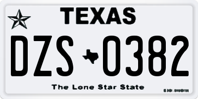 TX license plate DZS0382