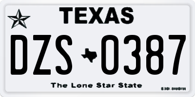 TX license plate DZS0387