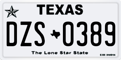 TX license plate DZS0389