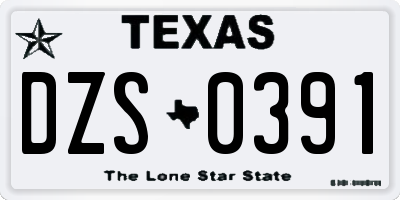 TX license plate DZS0391