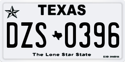 TX license plate DZS0396