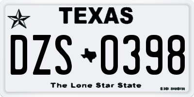 TX license plate DZS0398