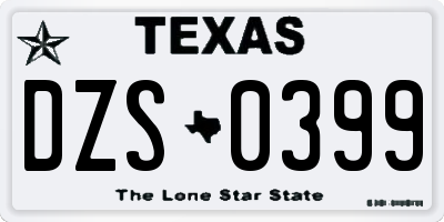 TX license plate DZS0399